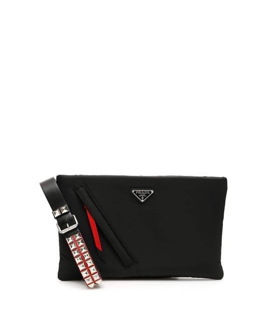 Prada Cr New Pouch Black Nylon Clutch
