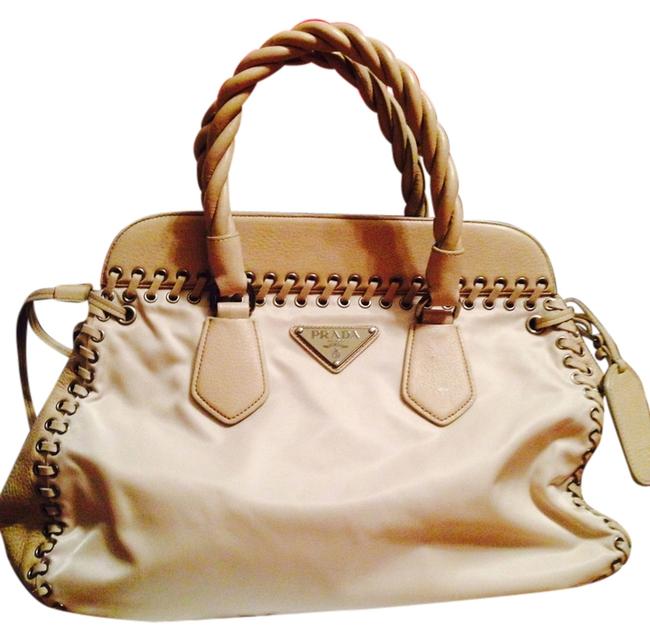 Prada Cream Leather and Nylon Satchel