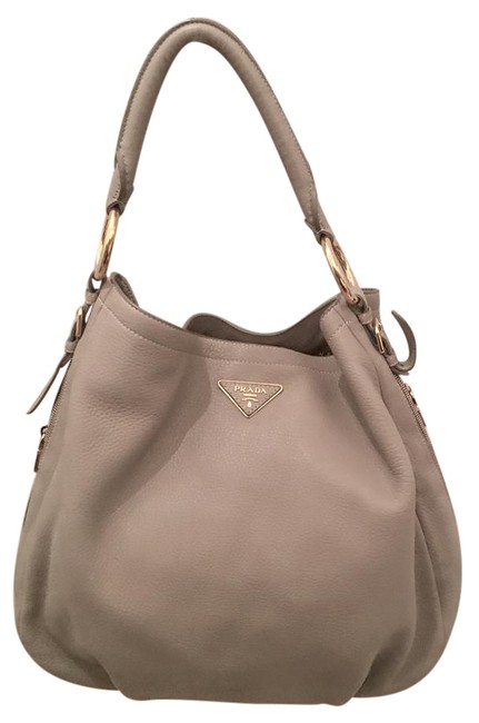 Prada Creme Leather Hobo Bag