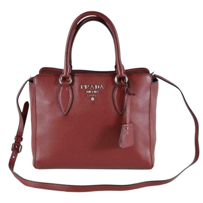 Prada Crossbody Phenix Vitello Rubino Small Handbag Burgundy Leather Satchel