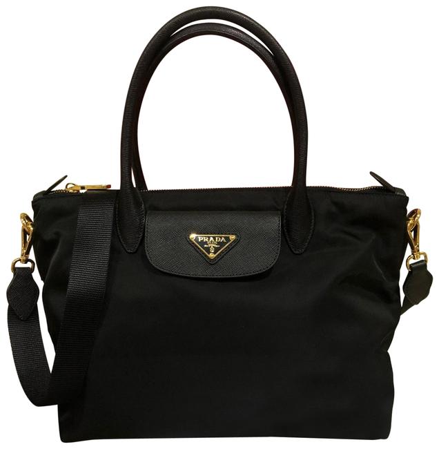 Prada Crossbody Tessuto Saffiano 1ba106 Black  Nero Nylon Satchel
