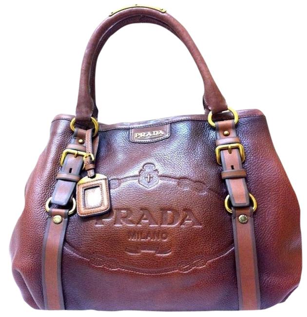Prada Dark Brown Lambskin Leather Satchel