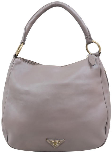 Prada Deepgrey Calfskin Leather Hobo Bag