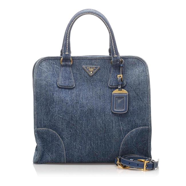 Prada Denim Blue Fabric Satchel