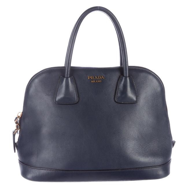 Prada DenimSlateBlue Leather Satchel