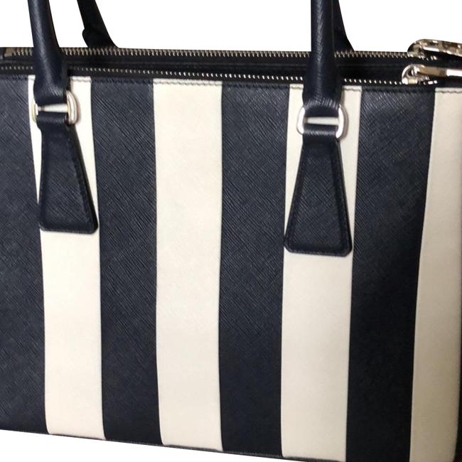 Prada Designer Collection Blue White Leather Satchel