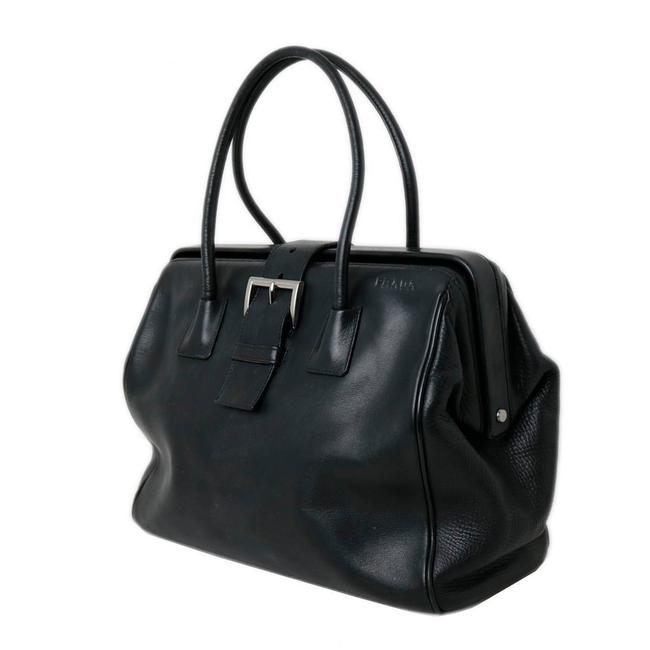 Prada Doctors Handbag Black  White Leather Satchel