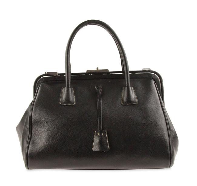 Prada Doctors Structured Black Leather Satchel