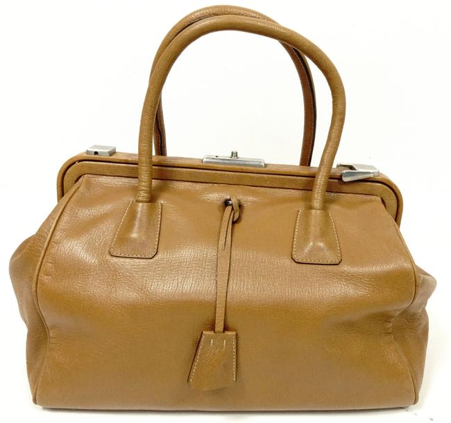 Prada Doctor Tote Handbag Brown Leather Satchel