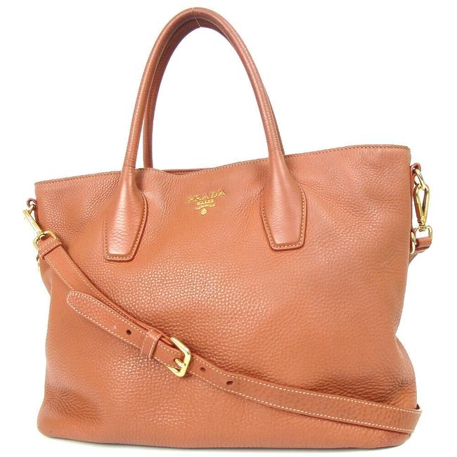 Prada Doctor Tote Handbag Orange Brown Leather Satchel