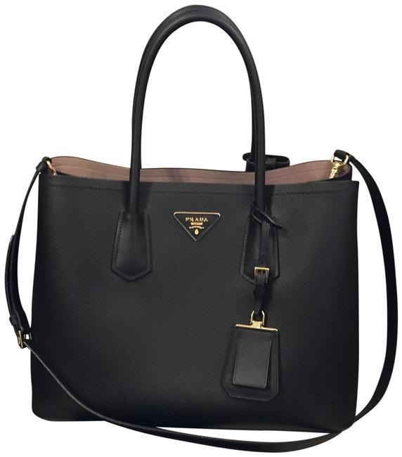Prada Double Black Saffiano Leather Hobo Bag