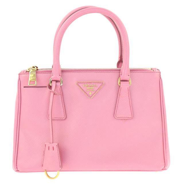 Prada Double Lux Small Zip Pink Leather Satchel