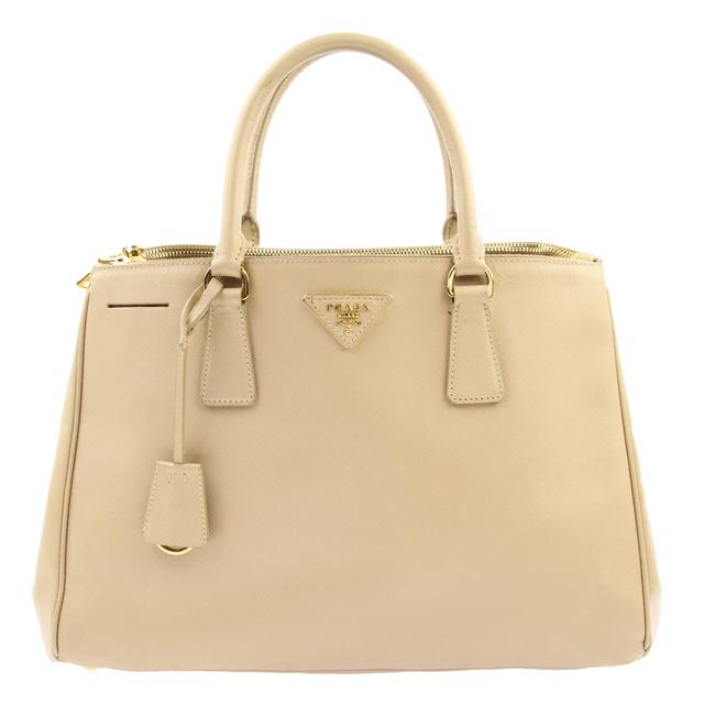 Prada Double Lux Medium Beige Leather Satchel