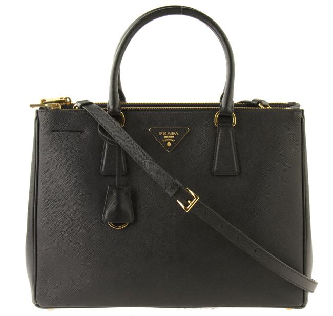 Prada Double Saffiano Executive Zip Black Leather Satchel