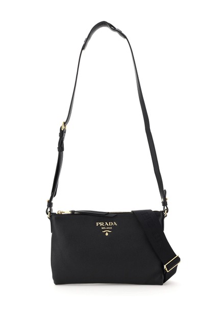 Prada Double With Strap Black Clutch