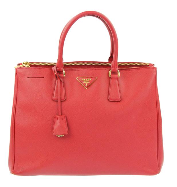 Prada Double Zip Red Leather Satchel
