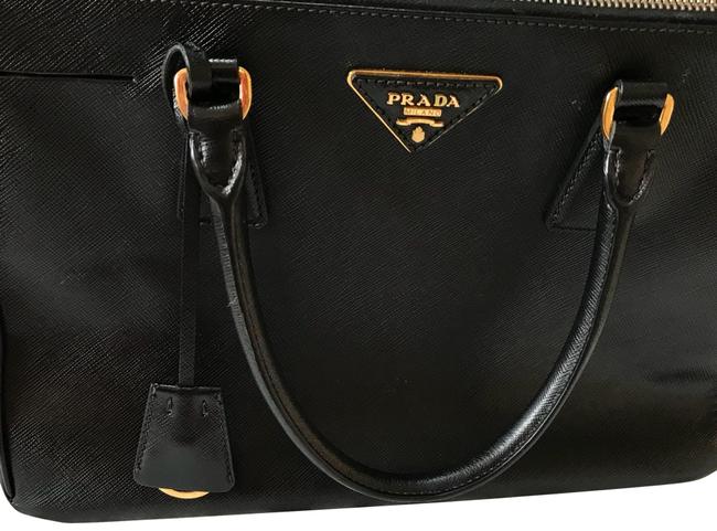 Prada Tote Bag Double Zip Black Saffiano Satchel