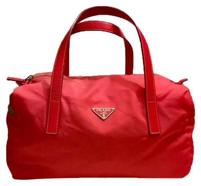 Prada Duffle Bag Pink Nylon Satchel