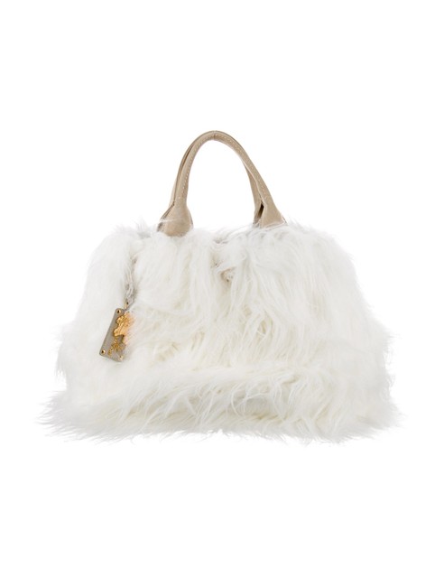 Prada Eco Kidassia White Faux Fur Satchel