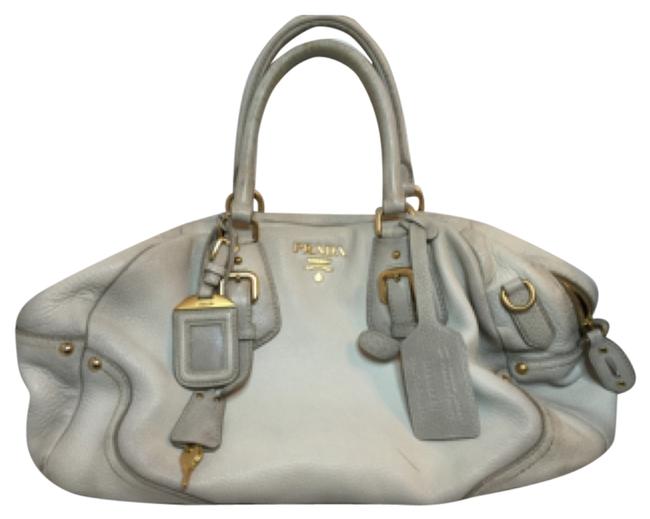 Prada Eggshell  Grey Leather Satchel