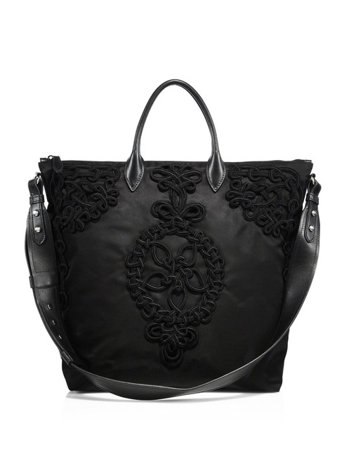 Prada Embroidered Black Nylon Satchel