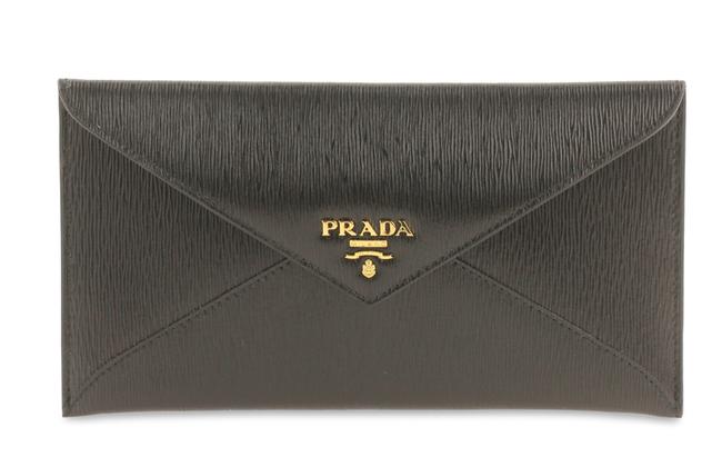 Prada Envelope Black Leather Clutch