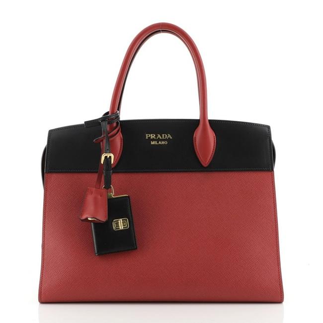 Prada Esplanade Saffiano Medium Red Leather Satchel