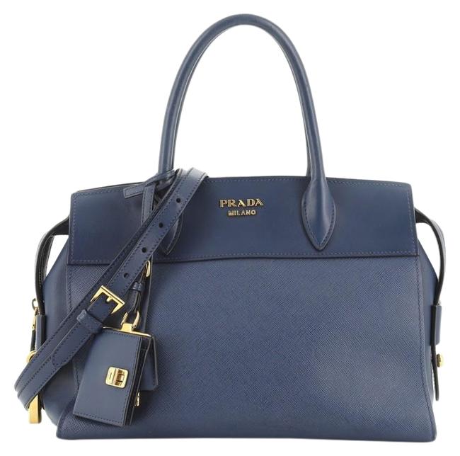 Prada Esplanade Saffiano Small Blue Leather Satchel