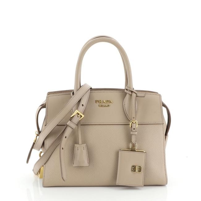 Prada Esplanade Saffiano Small Neutral Leather Satchel