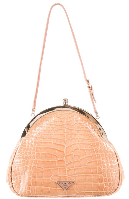 Prada Evening Bag Tan Crocodile Skin Leather Satchel