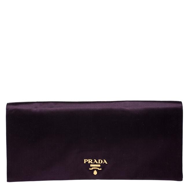 Prada Flap Purple Satin Clutch