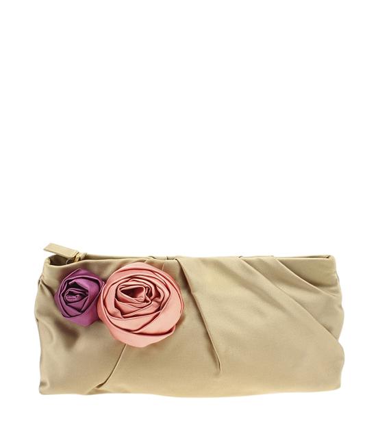 Prada Floral 185047 Beige Satin Clutch