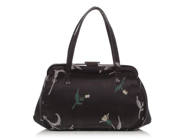 Prada Floral Doctor Black Silk Satchel