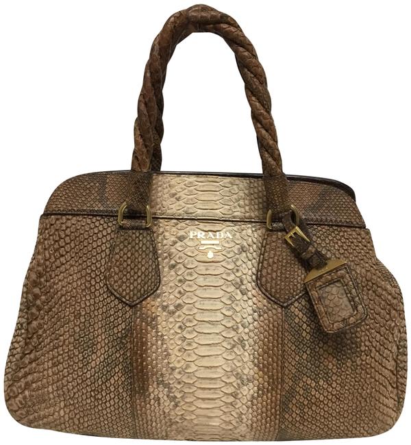 Prada Frame Handbag Brown Python Skin Leather Satchel
