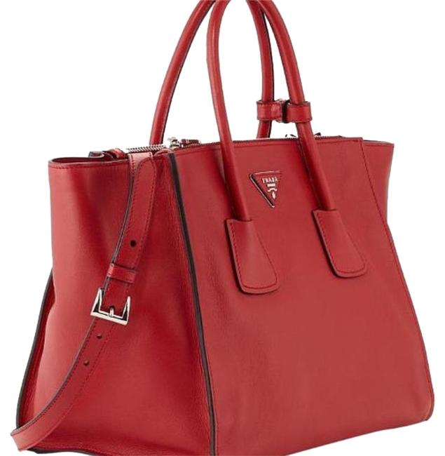 Prada Fuoco Glace Calf Red Leather Satchel