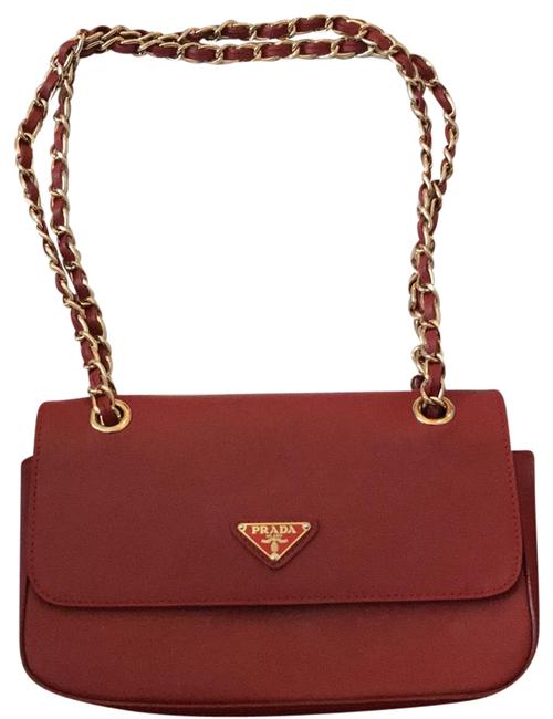 Prada Fuoco Tracolla Red Leather Clutch