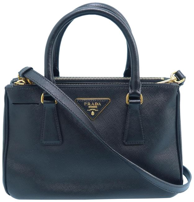 Prada Galleria Double Lux Mini Black Saffiano Leather Satchel