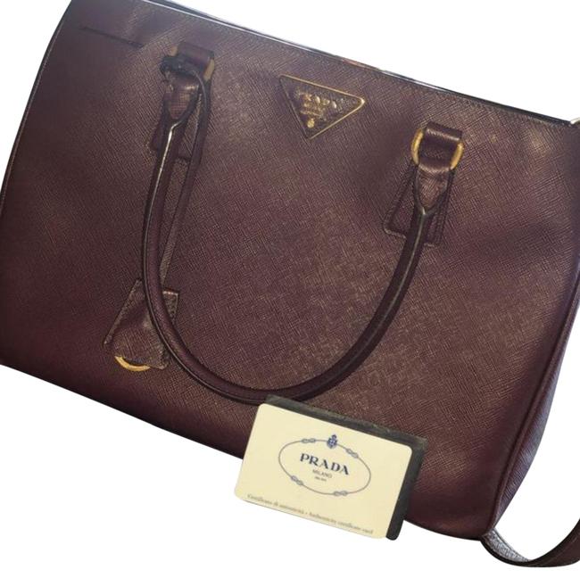 Prada Galleria Handbag Maroon Leather Satchel