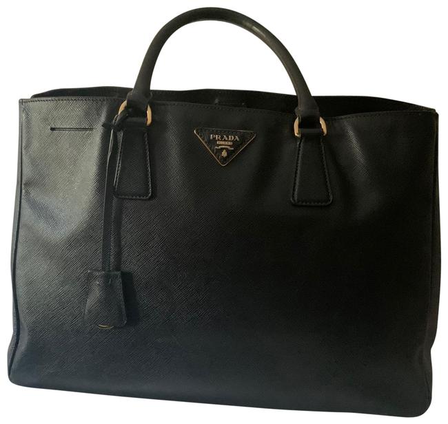 Prada Galleria Lux Refurbished Top Handle Black Saffiano Leather Satchel