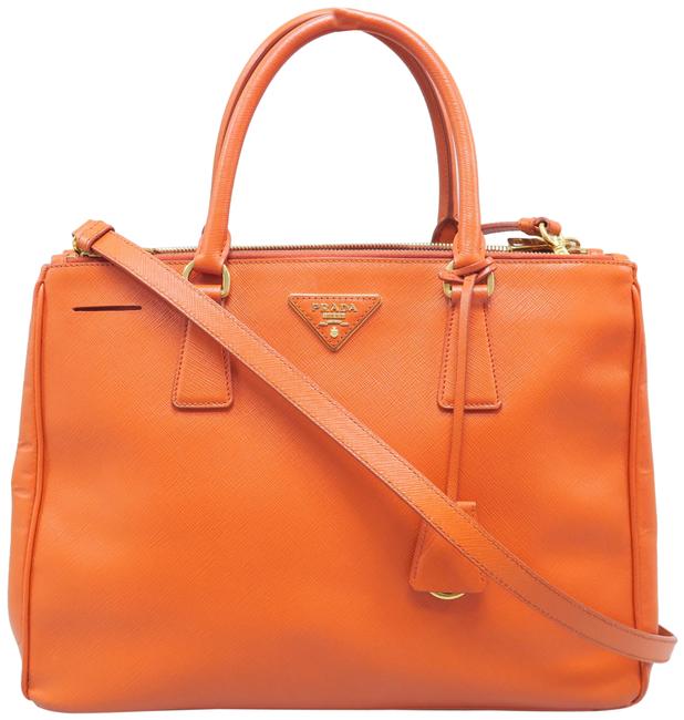 Prada Galleria Medium Saffiano Orange Calfskin Leather Satchel