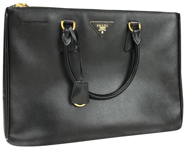 Prada Galleria Medium Tote Black Saffiano Leather Satchel
