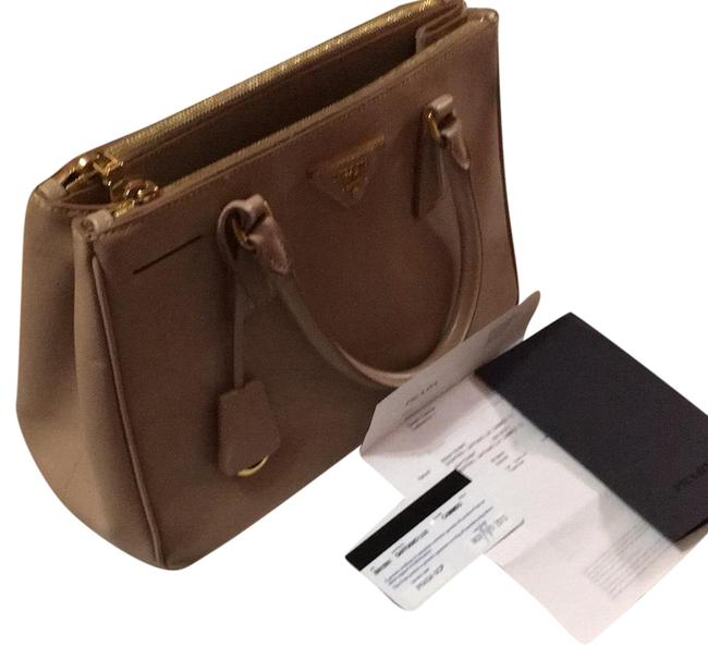 Prada Galleria Saffiano Beige Leather Satchel