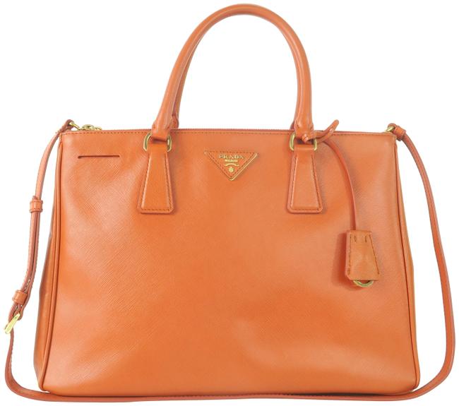 Prada Galleria Saffiano Orange Calfskin Leather Satchel