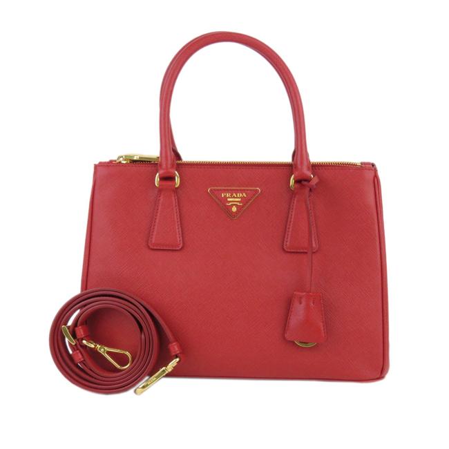 Prada Galleria Saffiano Red Leather Satchel