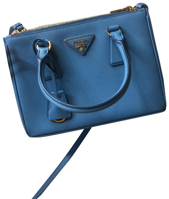 Prada Galleria Small Light Blue Saffiano Leather Satchel
