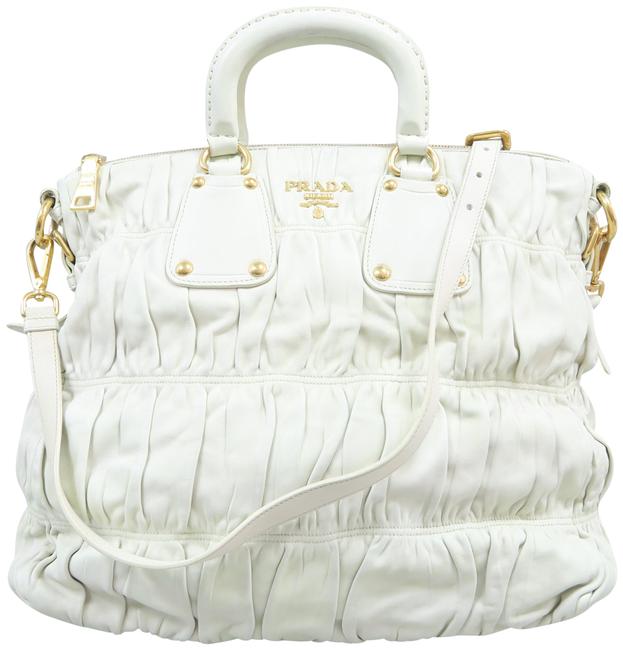 Prada Gauffre Ivory Nappa Satchel
