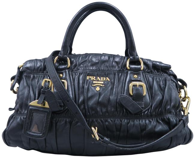 Prada Gauffre Nappa Black Lambskin Satchel