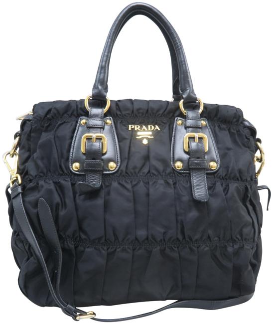 Prada Gauffre Nappa Black Nylon Satchel