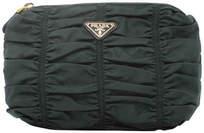 Prada Gauffre Tessuto Pouch Forrest Green Nylon Clutch
