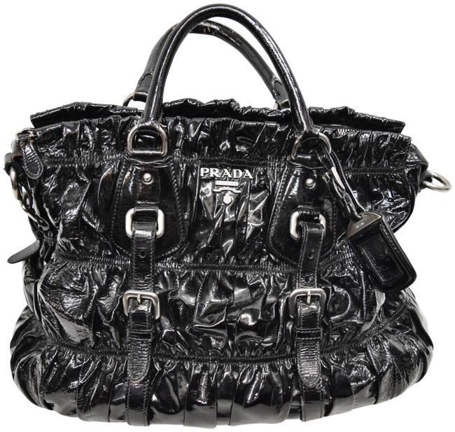 Prada Gauffre Vernice Black Patent Leather Satchel